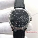 Swiss Replica Rolex Cellini Date Watch Stainless Steel Black Face 39mm